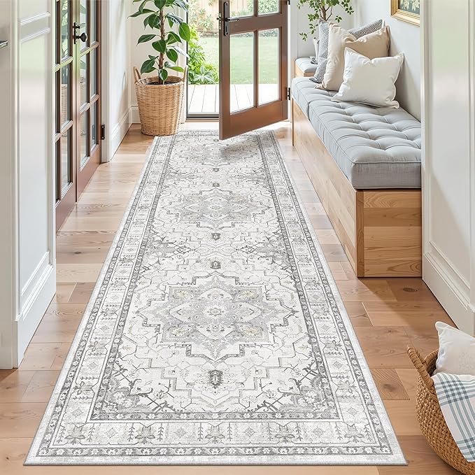 Madane Runner Rug 2'6''x8' Kitchen Runner, Hallway Runner Printed Vintage Rug - Image 4