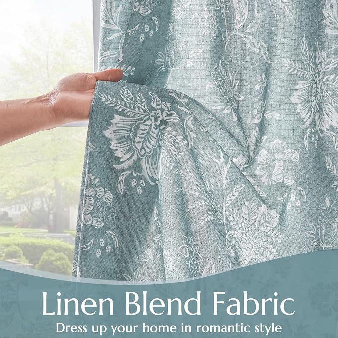 jinchan Linen Floral Curtains for Living Room, 84 Inch Length Curtains - Image 4