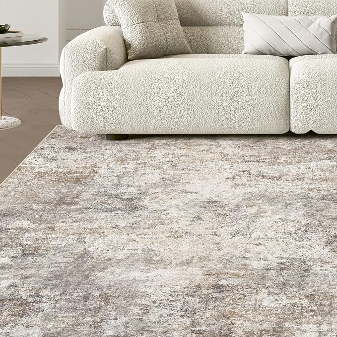 UERMEI Square Area Rugs : Washable 8x8 Neutral Modern Abstract Carpet - Image 6