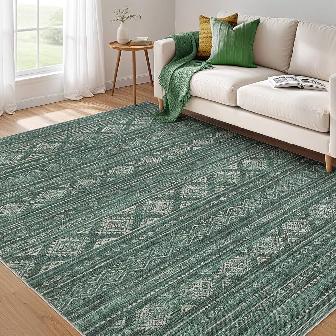 Nakagishi 6x9 Area Rugs Living Room: Washable Boho Large Neutral Soft Farmhouse by NakagishiAreaRug