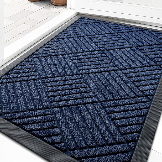 OLANLY Front Door Mat Outside Entrance 35x23, Heavy Duty Sturdy Natural Rubber by OLANLY