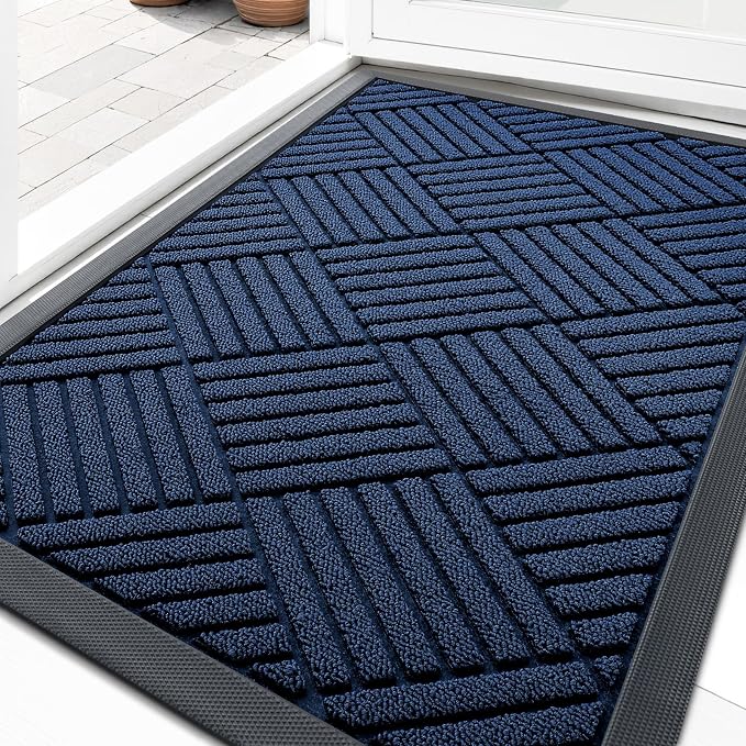 OLANLY Front Door Mat Outside Entrance 33x21, Heavy Duty Sturdy Natural Rubber by OLANLY