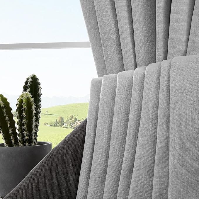 Joydeco Linen Curtains for Living Room, Light Filtering Rod Pocket Back Tab - Image 7