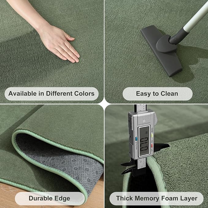 Amearea Modern Area Rugs for Bedroom Living Room, 4x6 Feet Sage Green Thickened - Image 5