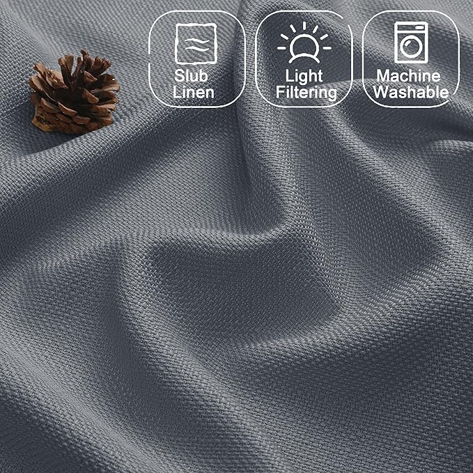 Chyhomenyc Dark Grey Valance for Windows, Light Filtering Faux Linen Decorative - Image 4