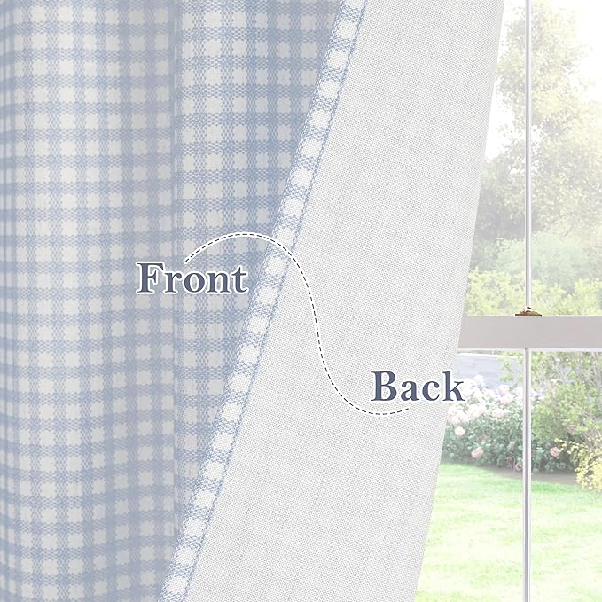 RYB HOME Checkered Cafe Curtains 24 inch Length, Linen Gingham Small Window - Image 7