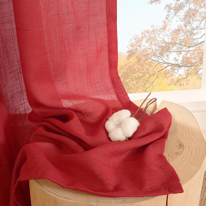 BGment Red Linen Curtains 72 Inches Long - Image 7