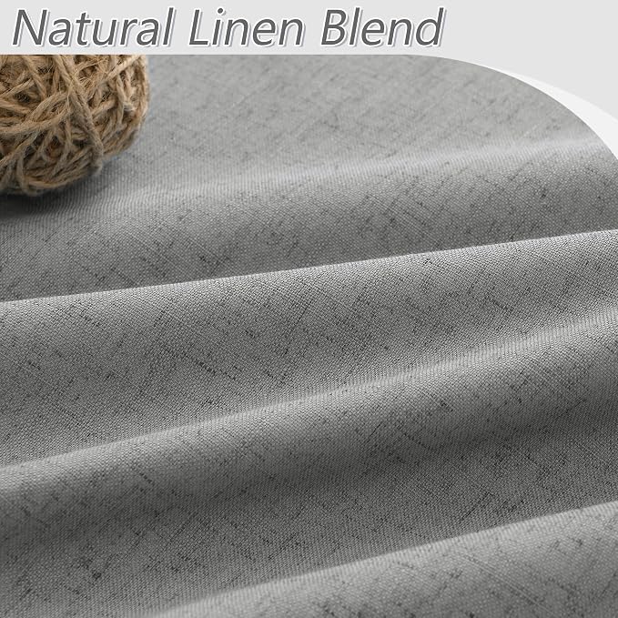 Guken 100% Blackout Linen Curtains 80 Inch Length 2 Panels Set - Image 3