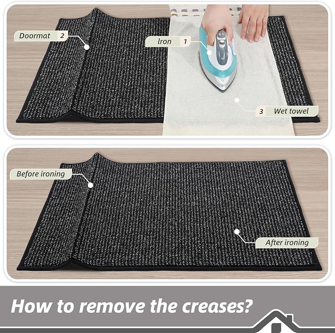 BEQHAUSE Dirt Trapper Door Mat 24" x 36", Non-Slip Washable Doormats, Low - Image 9