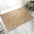 Beige Leaves Outdoor Indoor Entrance Doormats, Absorbent Durable Heavy Duty by VivaNest