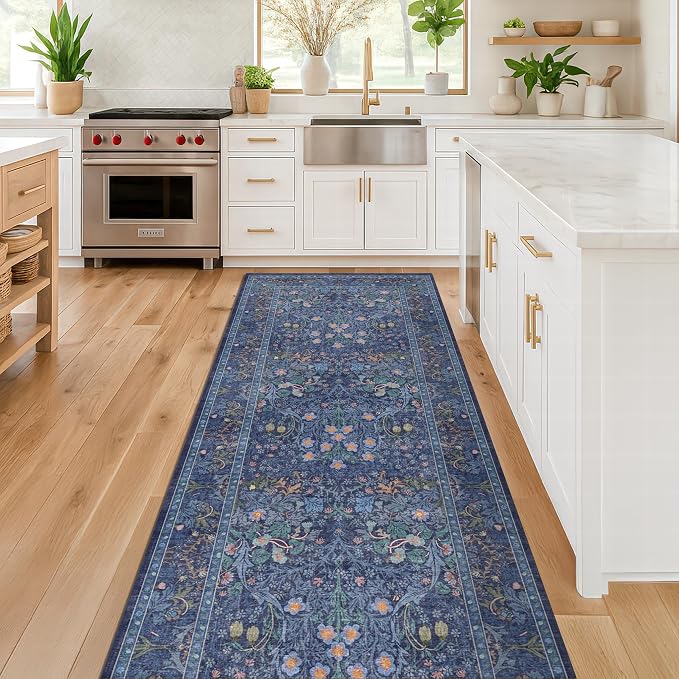 Dark Blue 2'6" x 8' Runners for Hallways Non Slip, Extra Long Floor Runner for - Image 3
