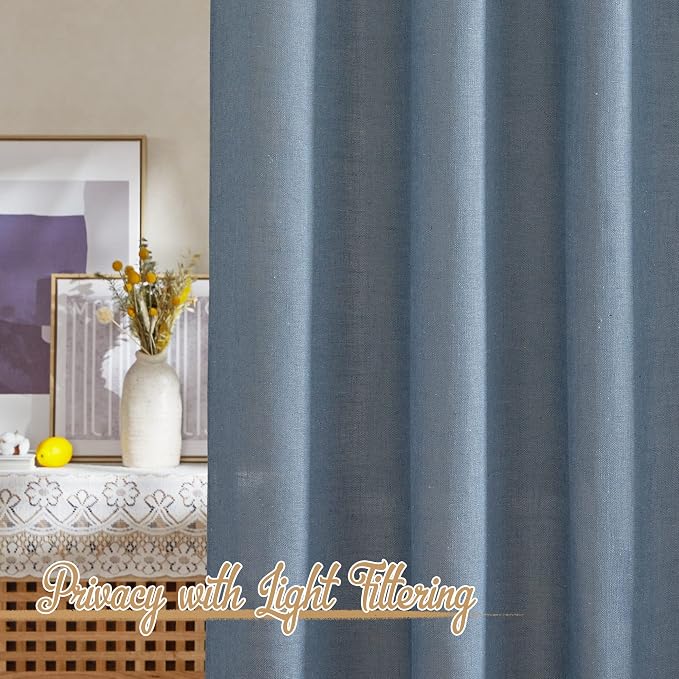 NICETOWN Linen Blend Stone Blue Curtains - Image 4