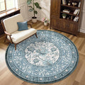 GarveeHome Misty Blue Botanical Grove 5ft Round Rug, Small Circle Vintage by GarveeHome