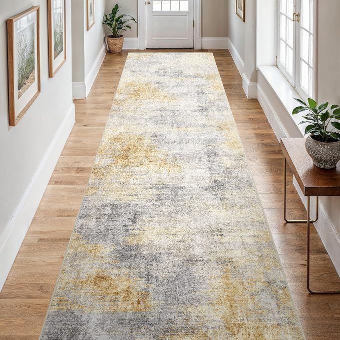 4x12 Washable Kitchen Runner Rug: Modern Abstract Wide Runners - Image 8