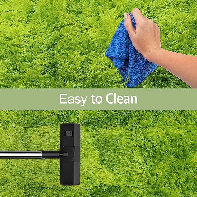 Small Tie-Dyed Area Rug for Bedroom 3x5 Mini Green Fluffy Rug Mat Bedside Throw - Image 7