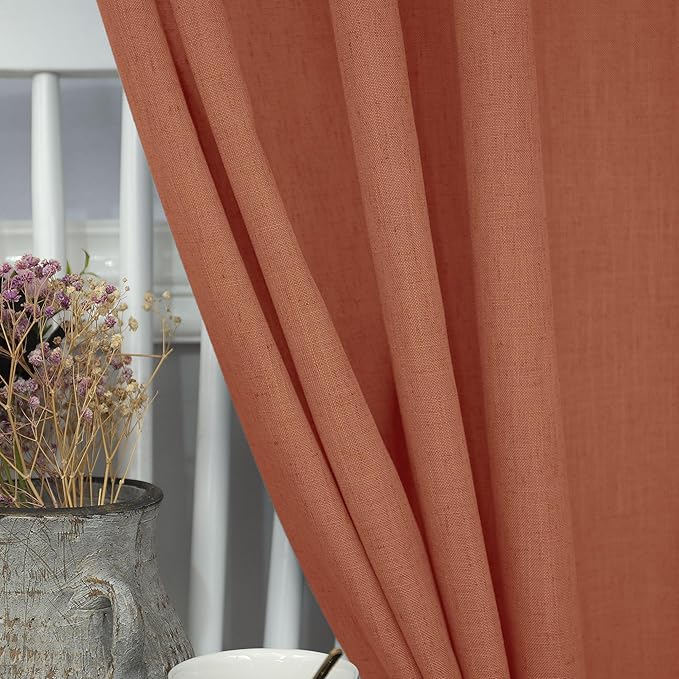 Pitalk Boho Curtains for Bedroom 2 Panels Rust Terracotta Colored Rod Pocket - Image 4