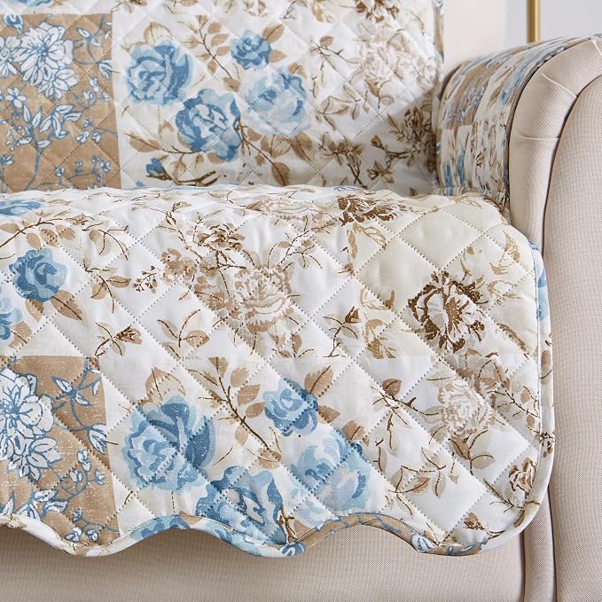 Great Bay Home Reversible Floral Patchwork Sofa Furniture Protector - Image 2