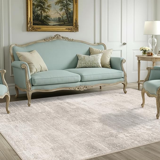 Washable 4x8 Hallway Area Rug: Abstract 8ft Water Resistant Soft Entry Kitchen - Image 2