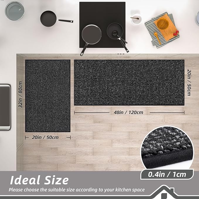 BEQHAUSE Kitchen Rugs and Mats 2PCS, Non-Slip Kitchen Mats - Image 2