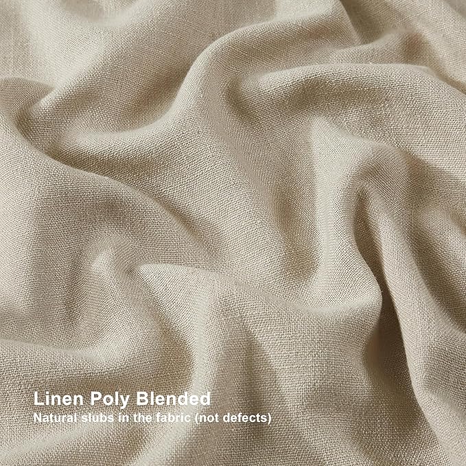 Vision Home Sand Pinch Pleated Full Blackout Curtains Linen Blended Room - Image 6