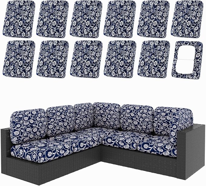 hyha 12Pcs Patio Cushion Covers, Stretch Outdoor Couch Cushion Covers by hyha