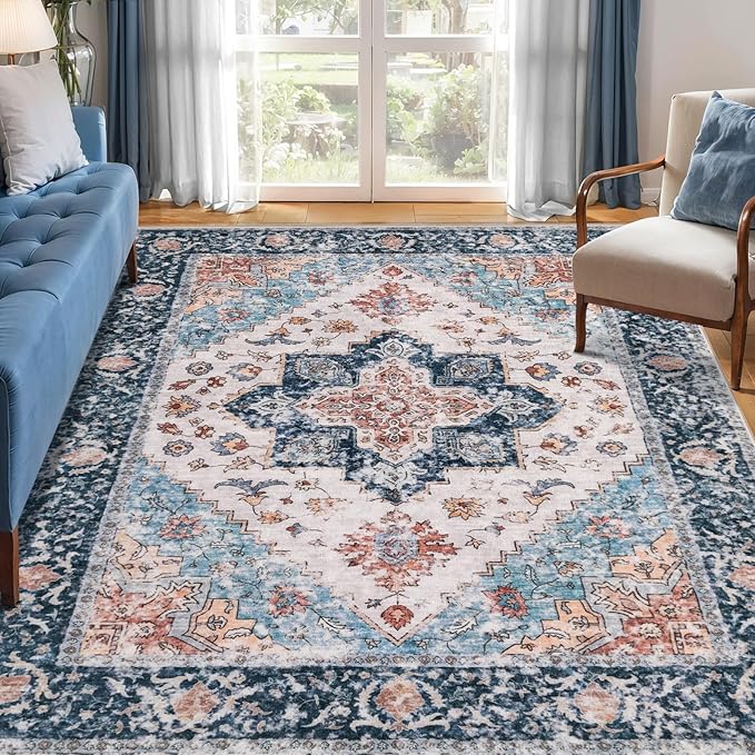 SERISSA 5x7 Boho Area Rug, Washable Large Rugs by SERISSAHomeDecorCollection