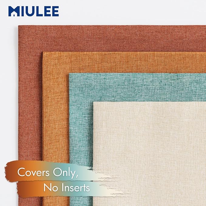MIULEE Pack of 4 Decorative Outdoor Throw Pillow Covers Linen Waterproof Pillow - Image 5