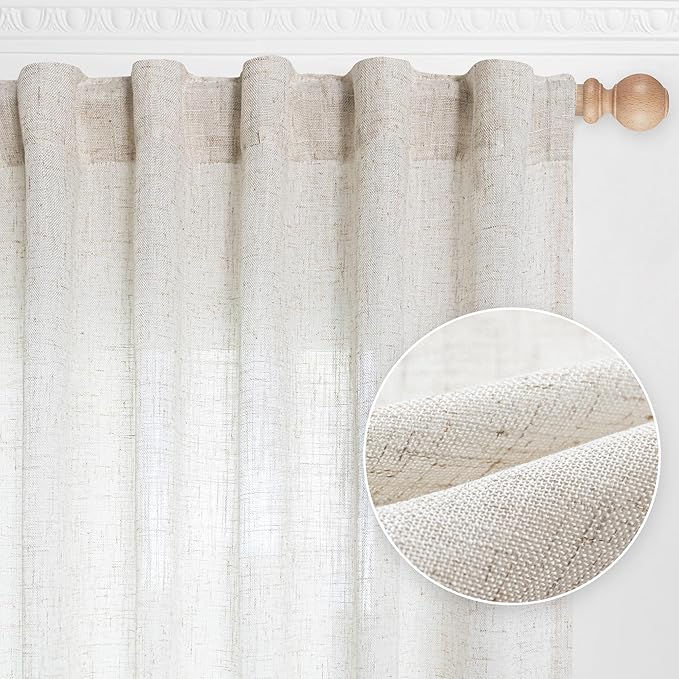 MYSKY HOME Boho Curtains 72 Inch Length, Linen Blend Drapes by MYSKYHOME