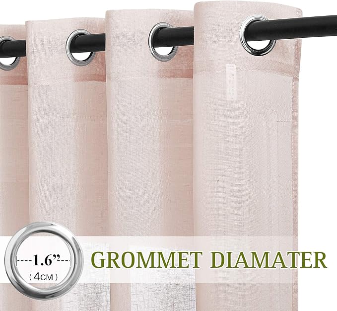 NICETOWN Linen Blend Semi Sheer Curtains 63" L - Image 3
