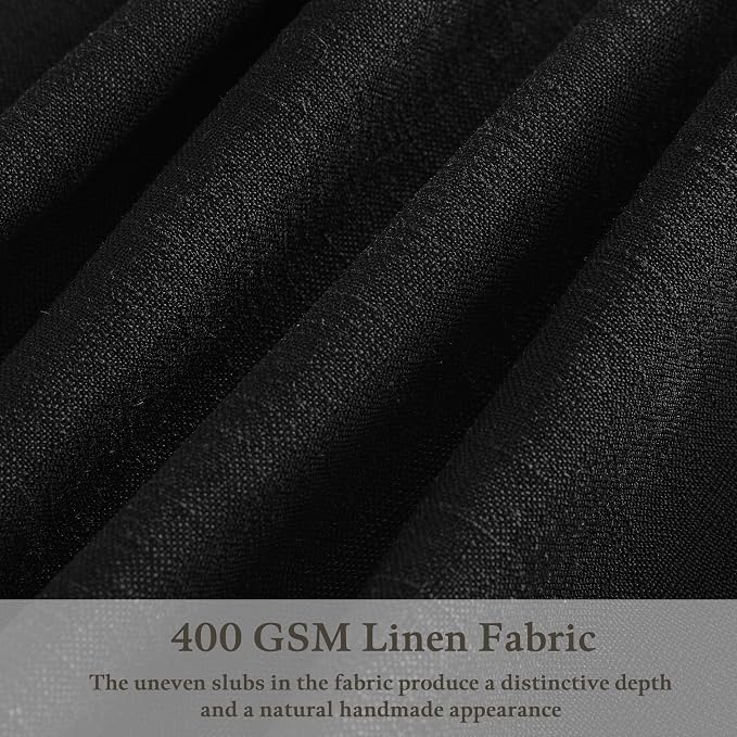 Linen Pleated Light Filtering Black Memory Shaped Curtains 108 Inches Long | - Image 3