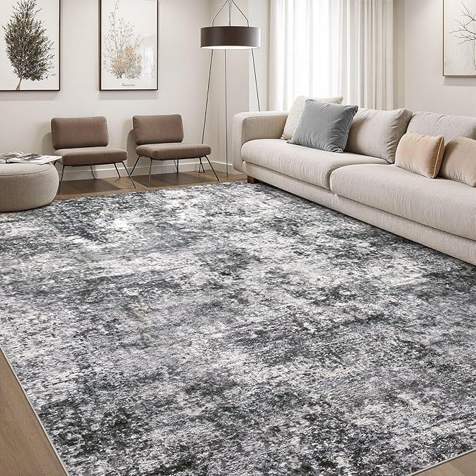 DMOYEST Area Rug Living Room Rugs 7x9 Washable Abstract Grey Carpet | Neutral by DMOYEST