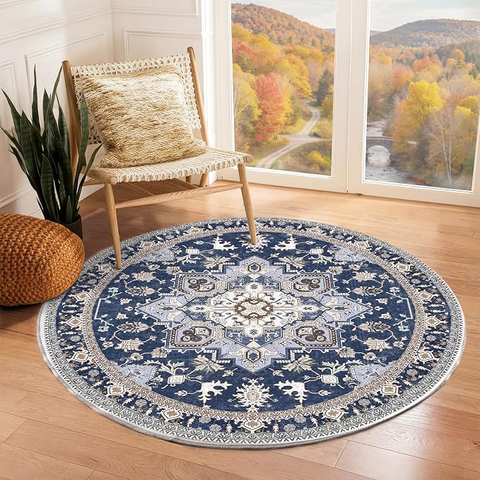 OPPODREAM Soft Round Rug 4ft, Washable Circle Rug 4ft by OPPODREAM