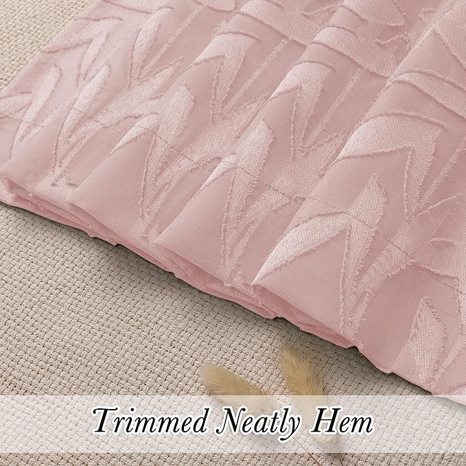 Lecloud Leia Blush Pink Sheer Curtains 72 Inches Long 2 Panels, Jacquard Leaf - Image 8