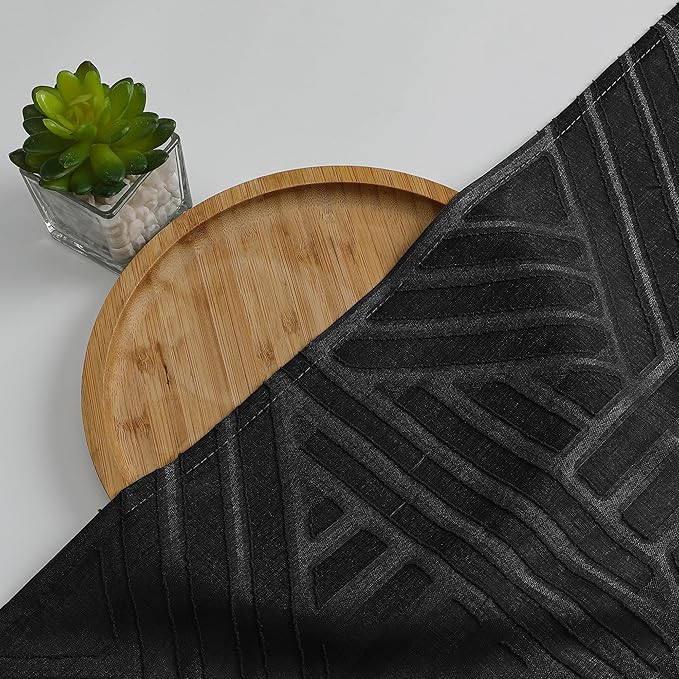 Simplebrand Sheer Black Kitchen Curtains 24 Inch Length Tier Curtains 2 Panels - Image 7