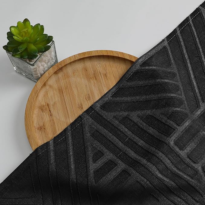 Simplebrand Semi Sheer Black Curtains 78 Inch Length 2 Panels, Geometric - Image 7
