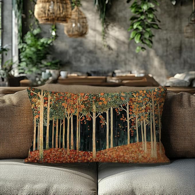 Rustic William Morris Inspired Autumn Forest Decor Pillow Covers 18x18 - Image 6