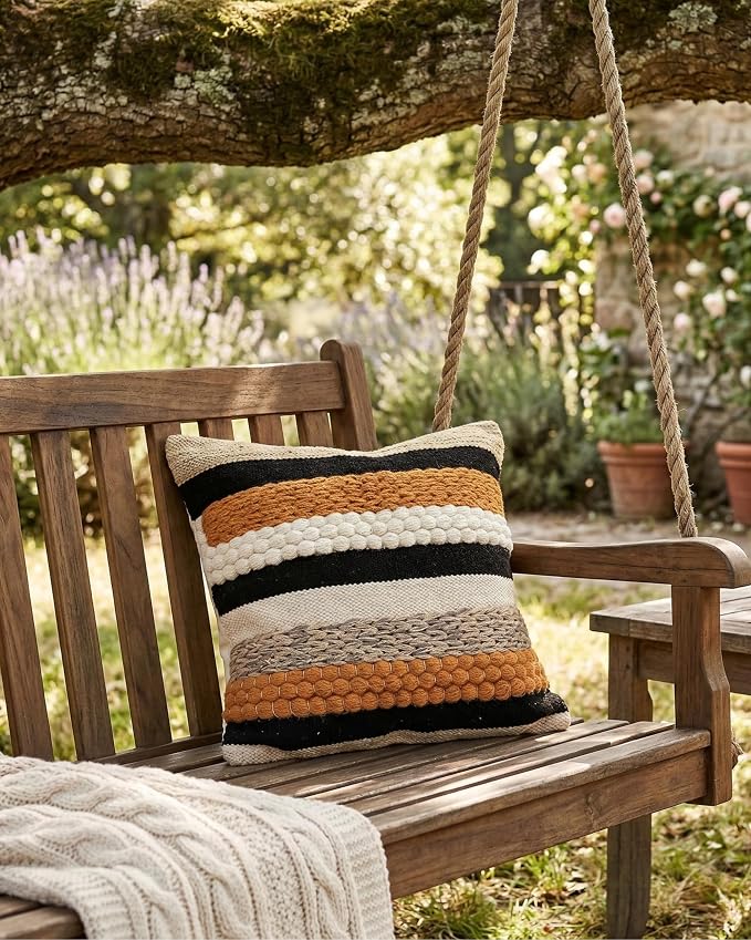 Decorative Boho Pillow Cover, 18” x 18” Square, Soft Moroccan Rustic Throw - Image 3
