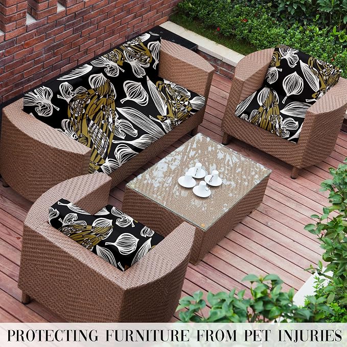 8Pcs Outdoor Cushion Covers, Patio Cushion Covers, Stretch Elastic Slipcovers - Image 6