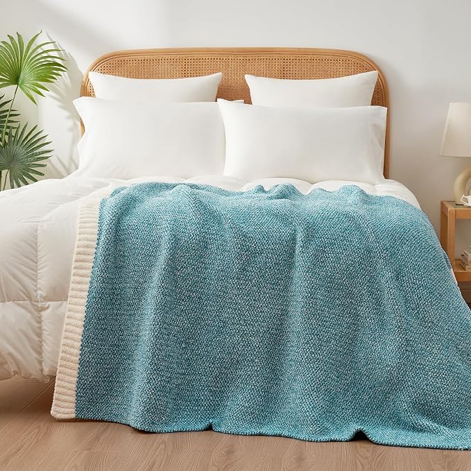 Snuggle Sac Super Soft & Reversible Heather Teal Blue Throw - Image 7