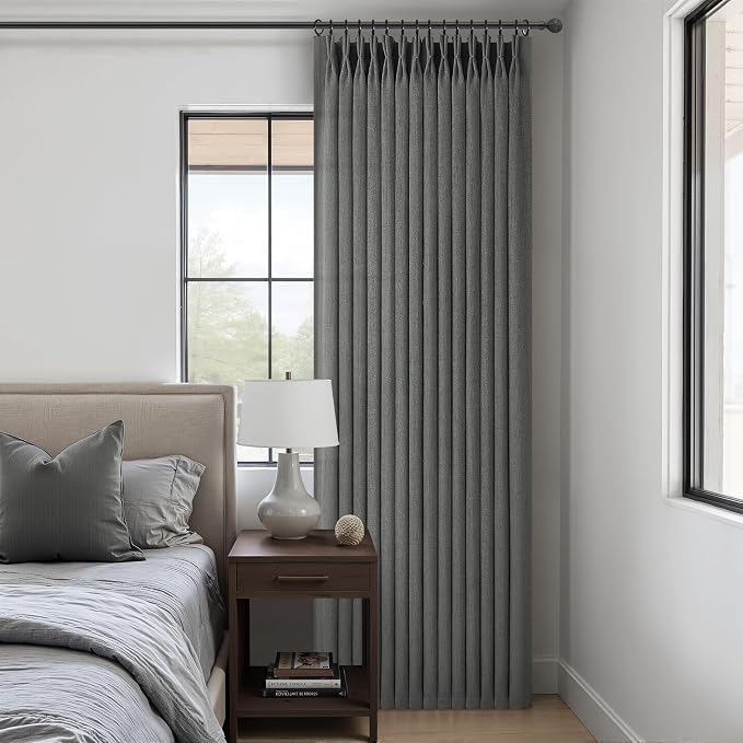 Dark Grey Pleat Semi Sheer Curtains 96 Inches Long - Image 6