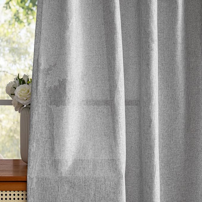 MYSKY HOME 95 Inch Sliding Door Curtains Farmhouse Light Filtering Privacy - Image 5