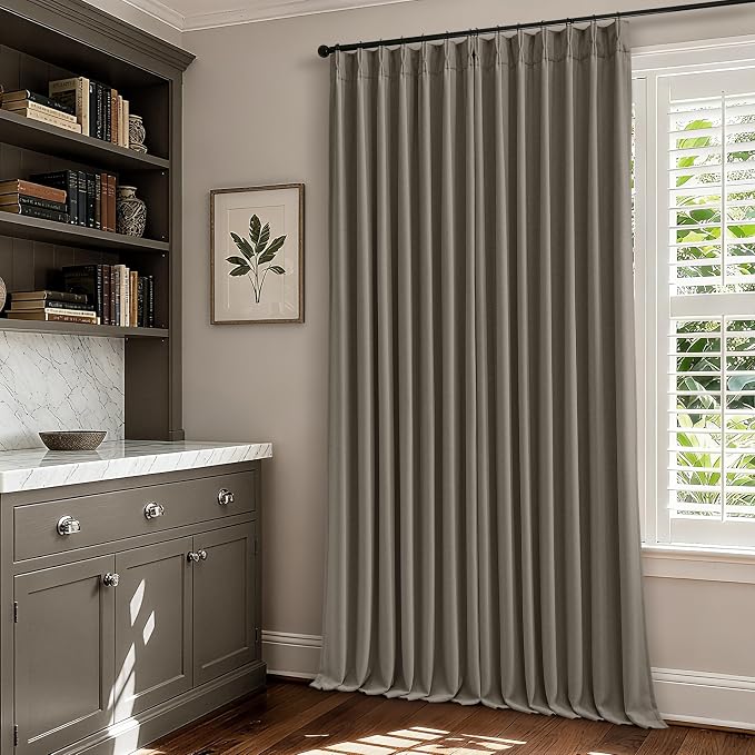Taupe Gray Linen Blackout Pleated Curtains 90 Inches Long - Image 7