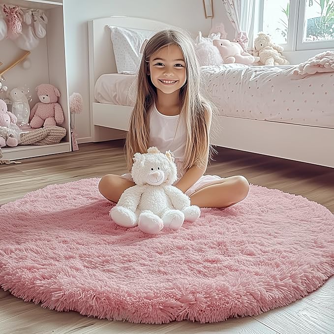 ONASAR Light Pink Round Area Rugs 2ft - Image 3