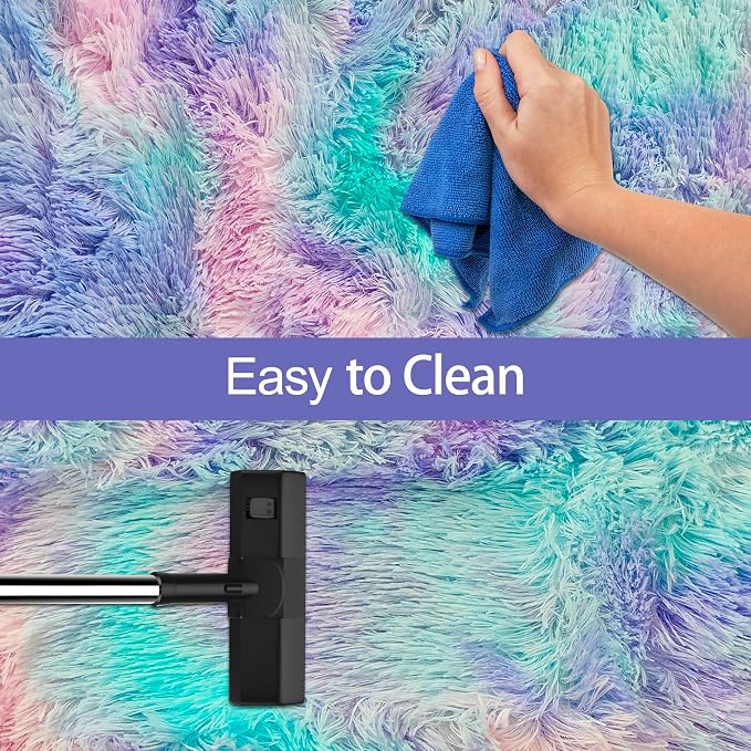 Tie-Dye Purple Rainbow Fluffy Rug - Image 7