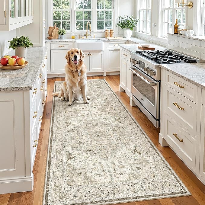 Madane Hallway Runner 3x8, Kitchen Rugs Washable Entryway Rug Vintage Kitchen by Madane