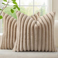 decorUhome Cozy Faux Fur Throw Pillow Covers 24x24 Set of 2 Decorative Soft by decorUhome