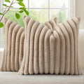 decorUhome Fall Faux Fur Throw Pillow Covers 22x22 Set of 2 Khaki Brown | by decorUhome