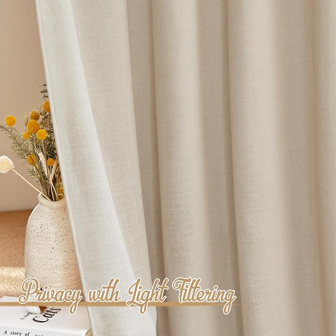 NICETOWN Natural Linen Beige Curtains - Image 3