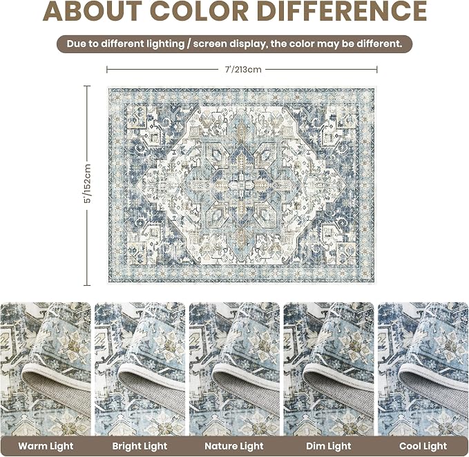 zesthome 5x7 Washable Rug-Stain Resistant Area Rugs - Image 2