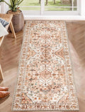 SERISSA Boho Washable Runner Rug, 2x5 Non-Slip Vintage Peach Cream Hallway by SERISSAHomeDecorCollection